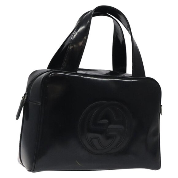 GUCCI Hand Bag Patent Leather Black Silver 000 1274 0505 Auth ep8594 - Picture 1 of 16